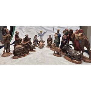 Vtg.‎ Christmas Atlantic Mold 18 Piece Nativity Ceramic Hand Painted Holy Family